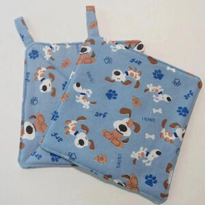 Dog Potholder, Set of 2, Handmade Quilted Potholder, Hot Pad